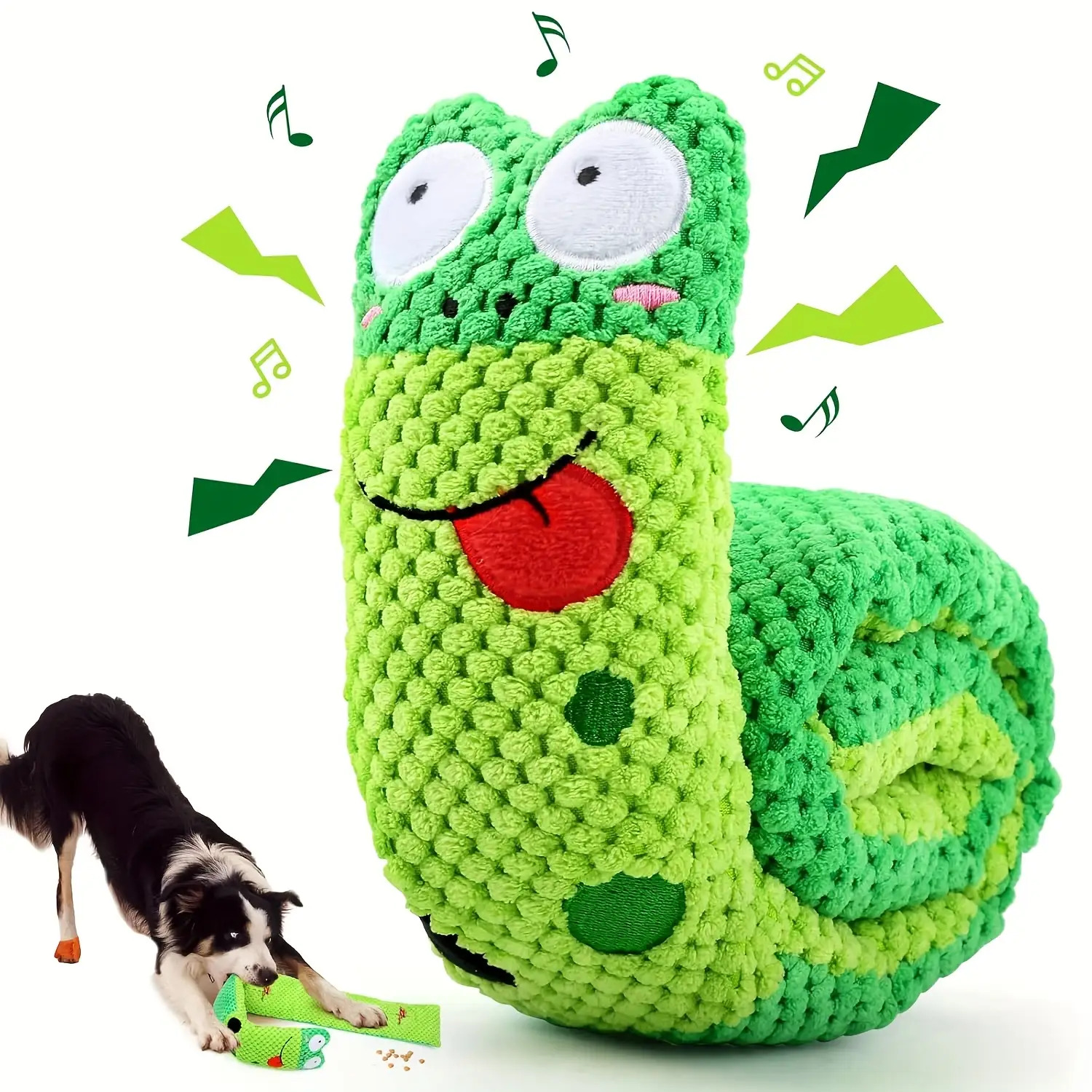 TEMU Large Cartoon-style Dotted Frog Pet Toy That Sounds, . A Durable Chew Toy With Eyes, Perfect For Different Dog Breeds. No Batteries Required