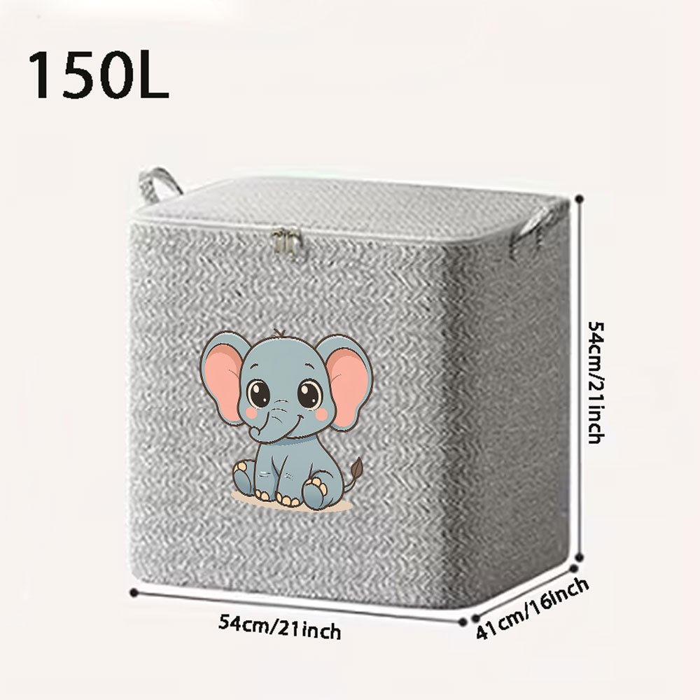 Cute Elephant Design Collapsible Storage Box, Spacious Fabric Organizer Bin