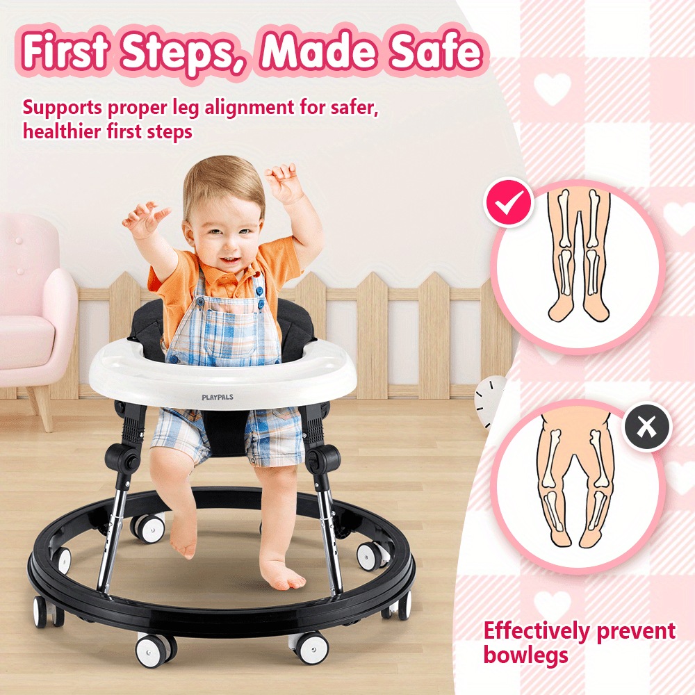 Playpals 3-IN-1 Baby Walker Adjustable Stroller Kids Ride On Toy Black, Stroller for Baby, Ride On Car, Stroller, Mobility, Compact Design, Lightweight Stroller, Durable Construction, Sturdy Frame, Push Walker, Toy For Old, Baby Toy