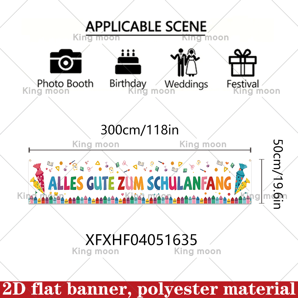 TEMU 2d Flat, 2d Flat Banner 1pc Back To School Banner, For Of School German School Opening Banner, 300x50cm Banner With Colorful Letters, For
