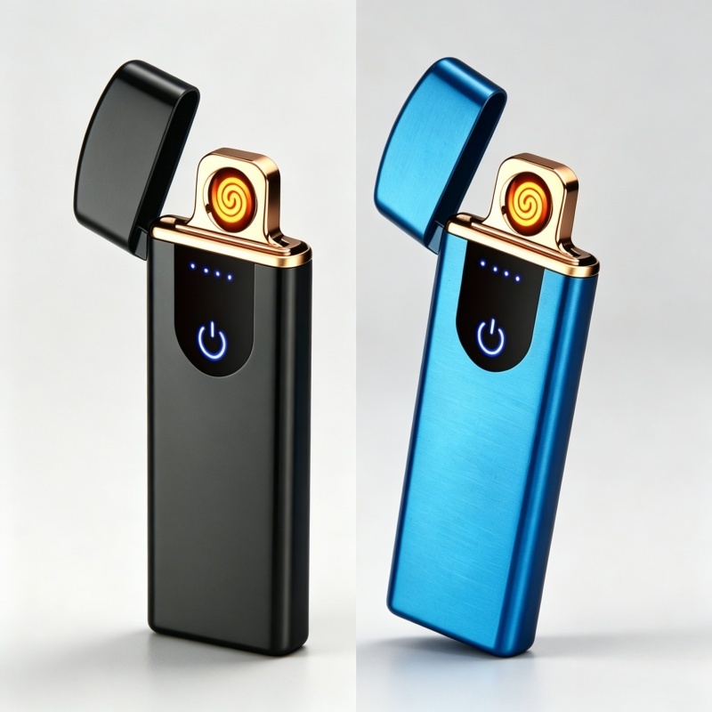 TEMU 1/2pcs Metal Outdoor Windproof Lighter, Touch Sensitive Flameless Wire Version, Usb Rechargeable Electric Lighter, Portable And Handheld, Men's