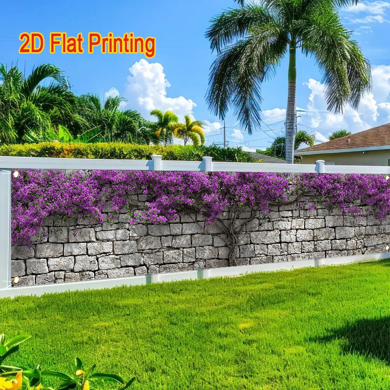 E-shop 2D Flat - 2D Flat - Einzelnes 2D-Flat-Design mit Blumen- und Steinwandmuster, ideal für Hofdekoration, Rasen- und Wandverzierungen im Freien
