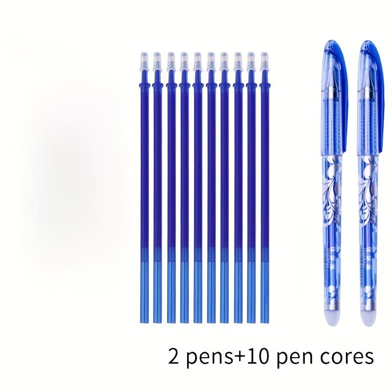 E-shop 12-teiliges Set löschbare Gelstifte, Feine 0,5 mm Spitze für flüssiges Schreiben, Aus Kunststoff, Inklusive 2 Stifte + 10 Nachfüllungen. Ideal