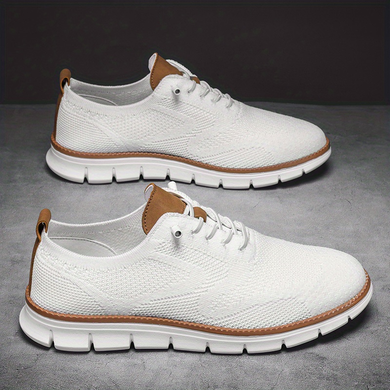Men'S Breathable Knit Running Sneakers - MD Sole, Lace-Up, Low-Top Casual Athletic Shoes for All Seasons, Outdoor Activity Footwear | Fashion Sneakers | Lace-Up Closure