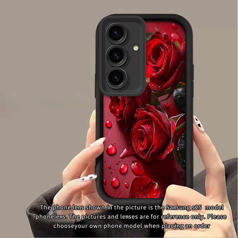 TEMU Phone Case: Spicy Red Rose New Phone Case For Galaxy S25 Ultra/s25 Plus/s25/s24 Ultra/s24 Plus/s24 Fe/s24/s23 Ultra/s23 Fe/s23/s23+/s22