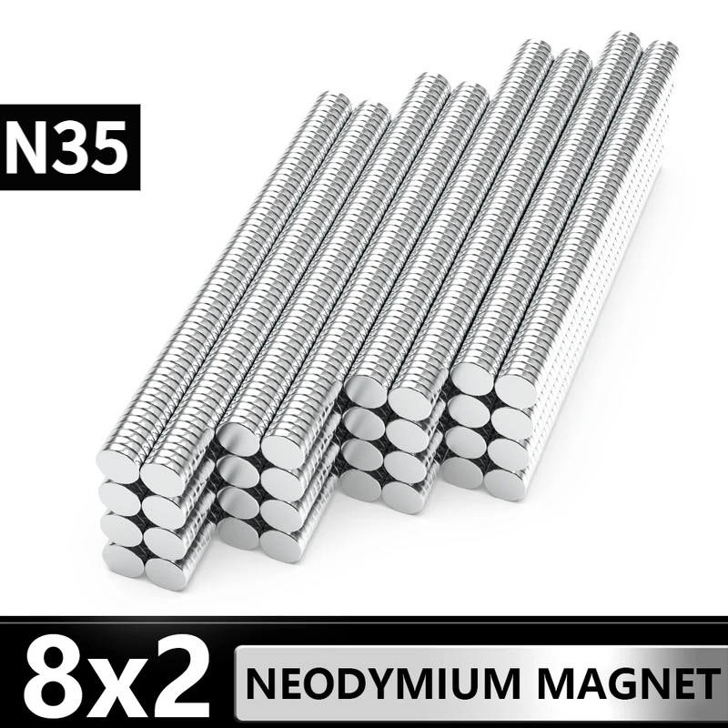 

-200pcs Strong N35 Neodymium Magnets - 8x2 Round Metal Magnets With Nickel & Copper Triple Layer For Fridge, Whiteboards, Kitchen, Office, Teachers, Dry Erase & Button Use, Fridge Magnets