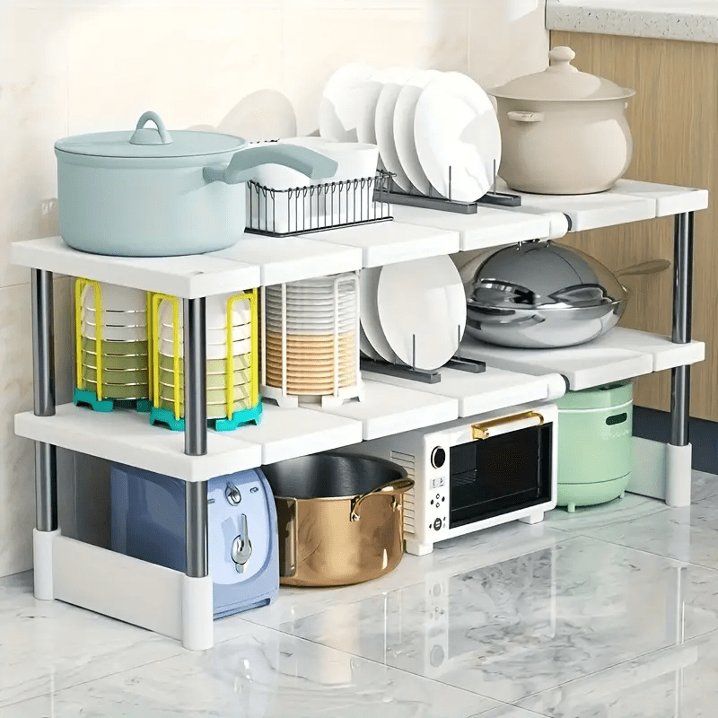 1pc adjustable plastic under sink organizer shelf open storage rack for kitchen cabinet no   space saving solution details 3