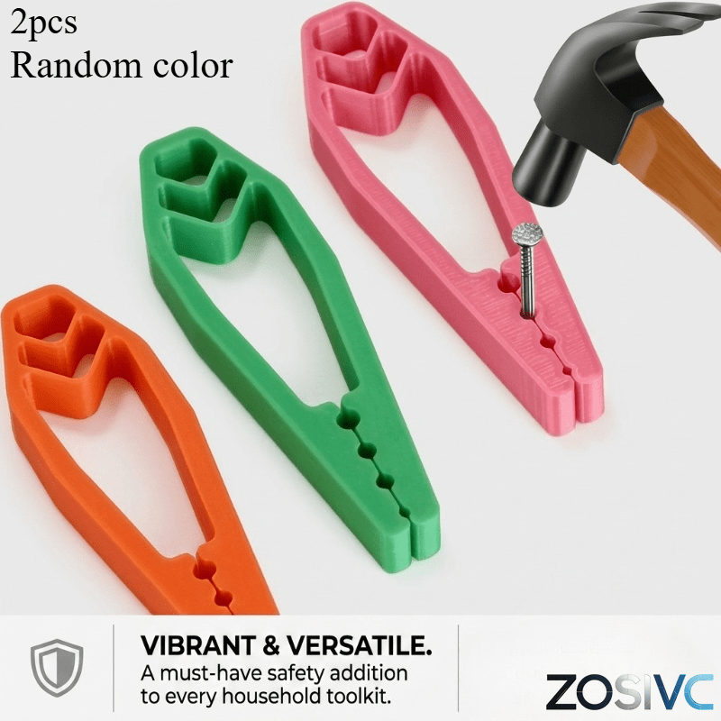 TEMU 2pcs Anti-slip Safety Nail Driver, Portable Nail Fixing Tool, Random Colors, Multi-functional Finger Protection Pliers, Household Woodworking