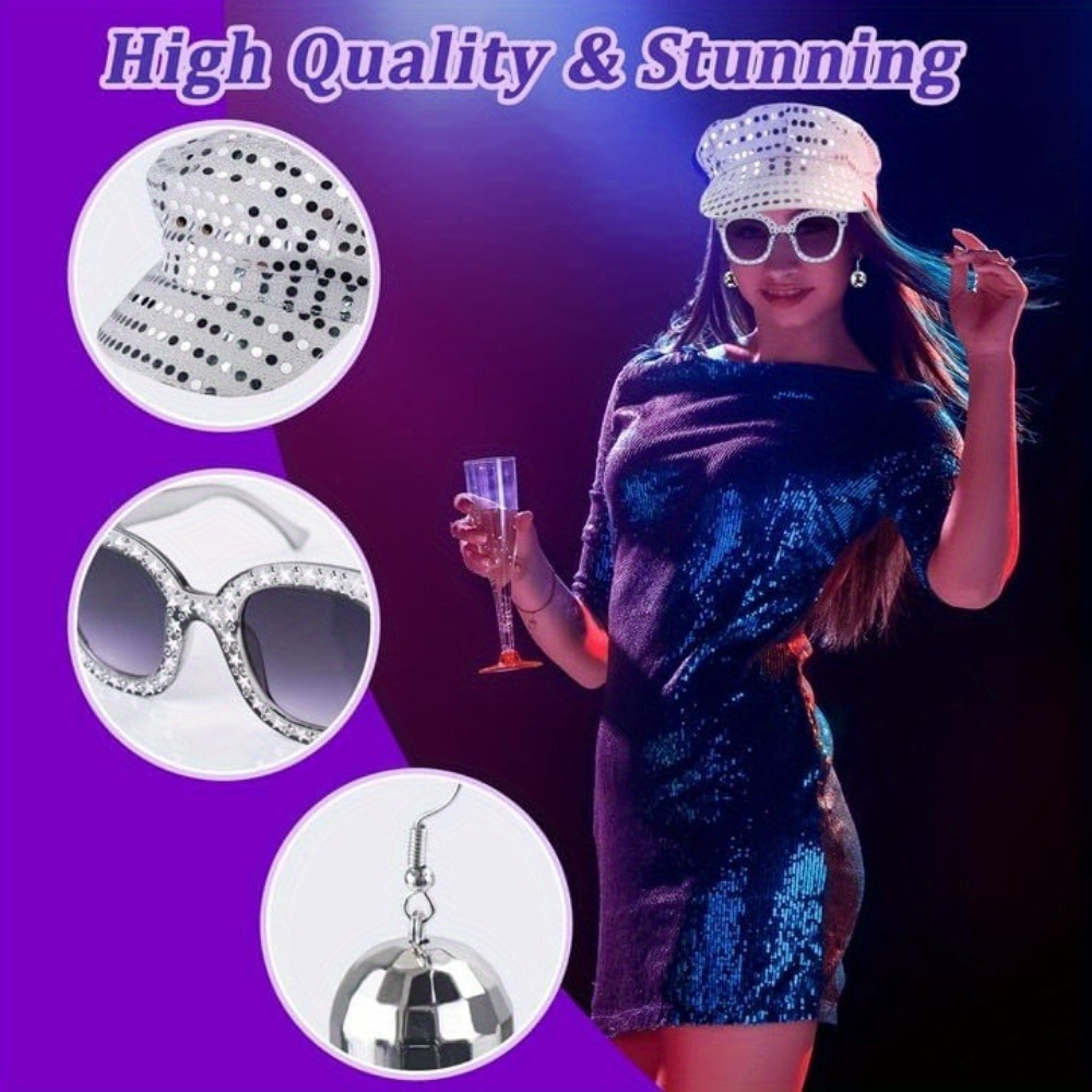 3pcs retro disco accessories set 70s disco costume - Temu display picture 1