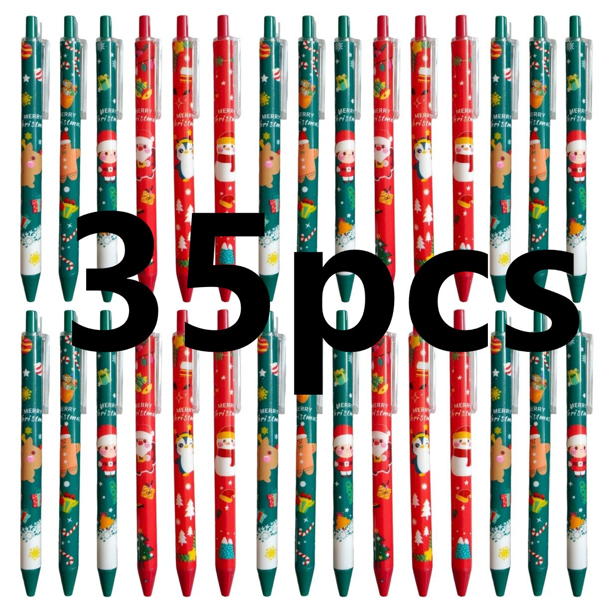 TEMU Lot de 35 stylos rétractables à gel de Noël, stylos de fêtes mignons avec dessins animés de Noël, adaptés pour de bureau, l'écriture, la