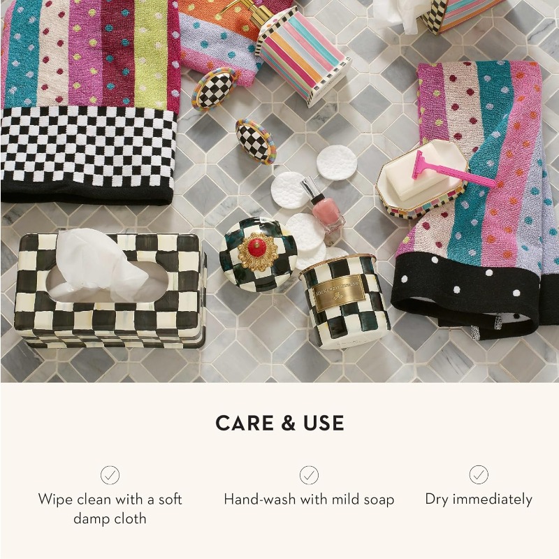 round tissue box cover with black & white checkered pattern - elegant   check design, durable tissue holder for bathroom & home decor, fits standard tissues, decorative storage organizer for living room, kitchen, office - easy- , tissue box holder, kleenex box cover Product details 4