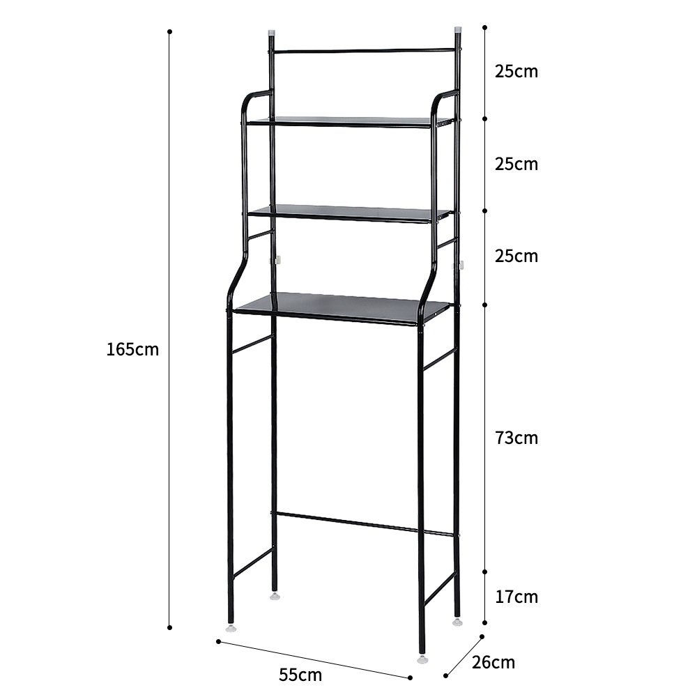 TEMU Cabinet Above Toilet Or Storage Rack For Washing Machine, 3-tier Storage Rack, Toilet Cabinet For Toilet And Bathroom, 55 X 26 X 165cm, Black.