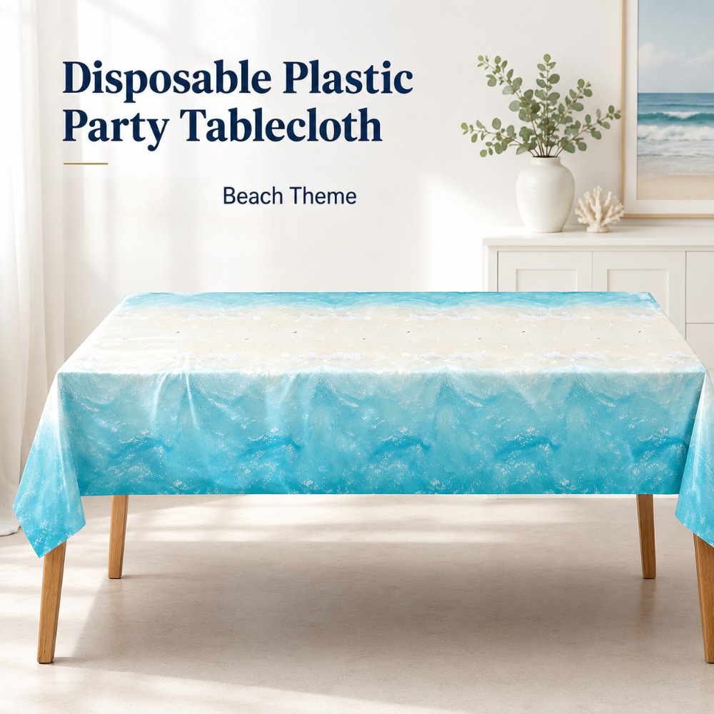 6er-Set Tropische Tischdecken – Sommer, Strand, Hawaii – 137x274 Cm – Wasserdicht, Einweg – Flamingo, Surfbrett & Palmen – Für