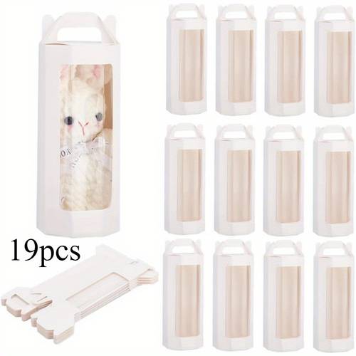 19 pack octagon gift boxes with clear window and handles white paper packaging for birthday and christmas presents gift wrap storage