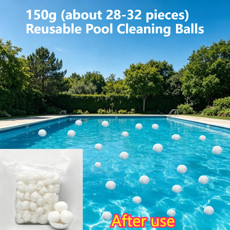 TEMU 150G ( 28-32pcs) Boules d'absorption réutilisables blanches pour spa, 1 sac de boules de nettoyage pour piscine blanche, Convient pour spa de