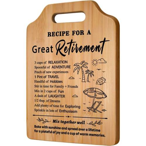 1 pack happy retirement bamboo cutting board retirement gift for friends and colleagues kitchen decor camping picnics and bbqs the best retirement gift for mom