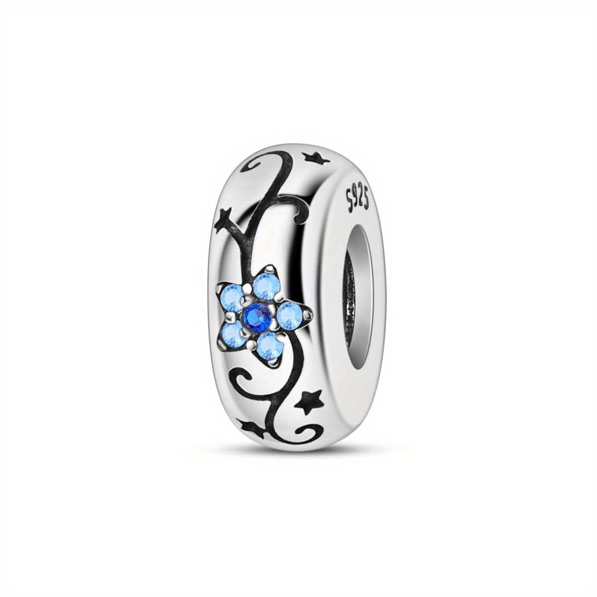 Image of 925 925 Silvery Flower Meteor Rubber Stopper Positioning Beads Charm Pendant Fit Bracelet Necklace Diy Fine Jewelry Women