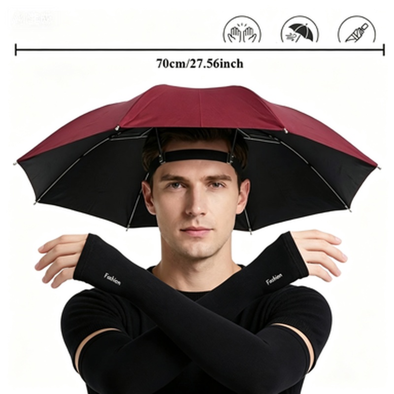 TEMU 2pcs = 1pc Hat And 1 Pair Sleeves, | Multi-scene Use - Fishing, Gardening, Hiking, Photography, Outdoor Work | Lightweight And Portable -