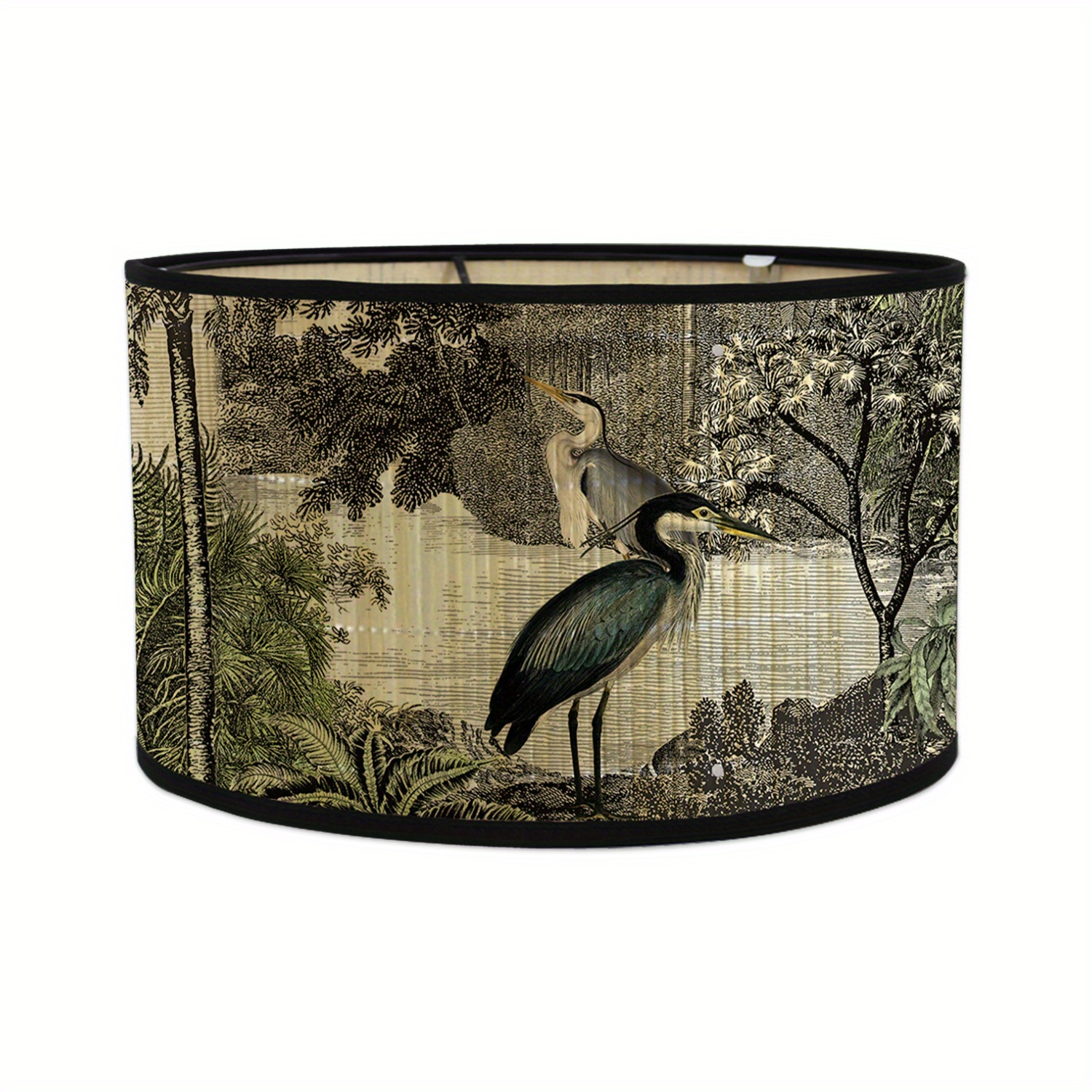 1pc Room Decoration Pendant Light Lampshade, Plant And Animal Print Lampshade, Bedside Lamp Shade For B&b And Country Houses, E27 Screw Base Table Lamp Shade