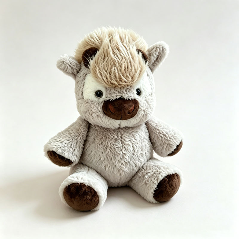 Running Gray Highland Cow Plush Toy