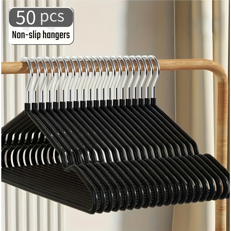 TEMU Heavy Duty Metal Traceless Non-slip Clothes Hangers With , Household Storage Organizer For Bathroom, Bedroom, Closet, Wardrobe, Home, Dorm,