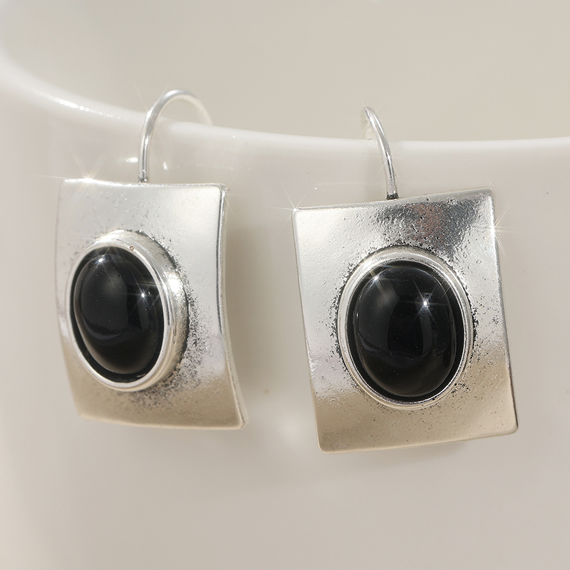TEMU 1 Pair Of Fashionable And Elegant Geometric Square Pendant Earrings, Ethnic Style Earrings, Suitable For Daily Wear And Vacation, Making A Gift
