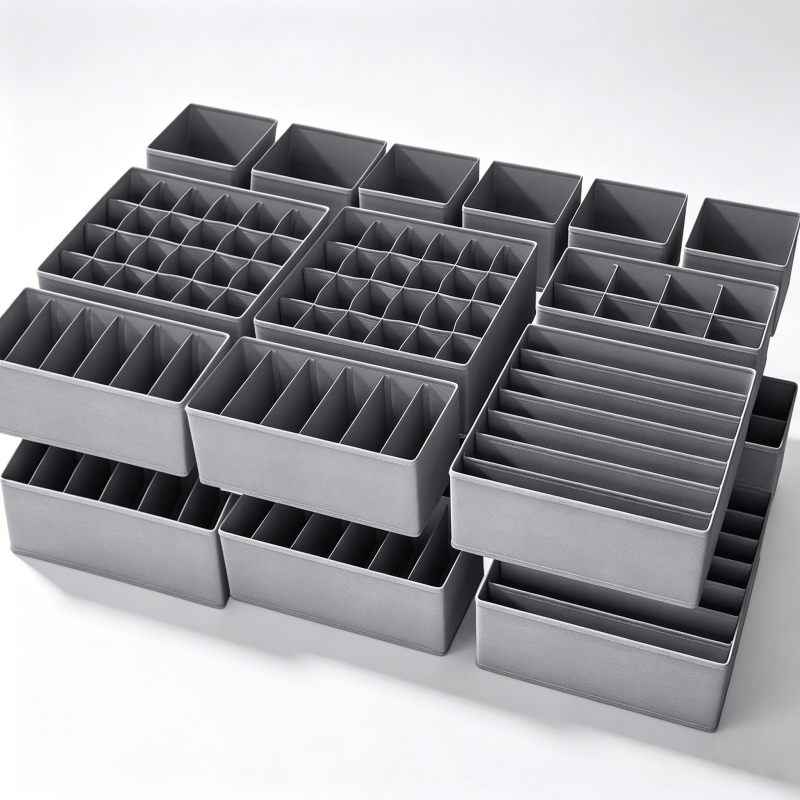 TEMU 16-teiliges klassisches Stoff-Schubladen-Organizer-Set mit mehreren Fächern für Unterwäsche, Socken und Kleidung - Vliesstoff-Trennbox zur