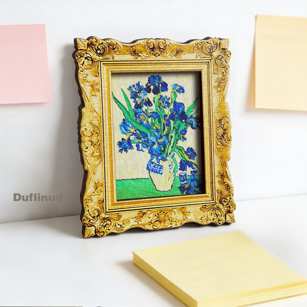 TEMU Van Gogh Reproduction Refrigerator Magnet, Mini, Micro, Design, Elegant Painted Vase, Wooden Fridge Magnet, Cute Kitchen Decoration, Holiday