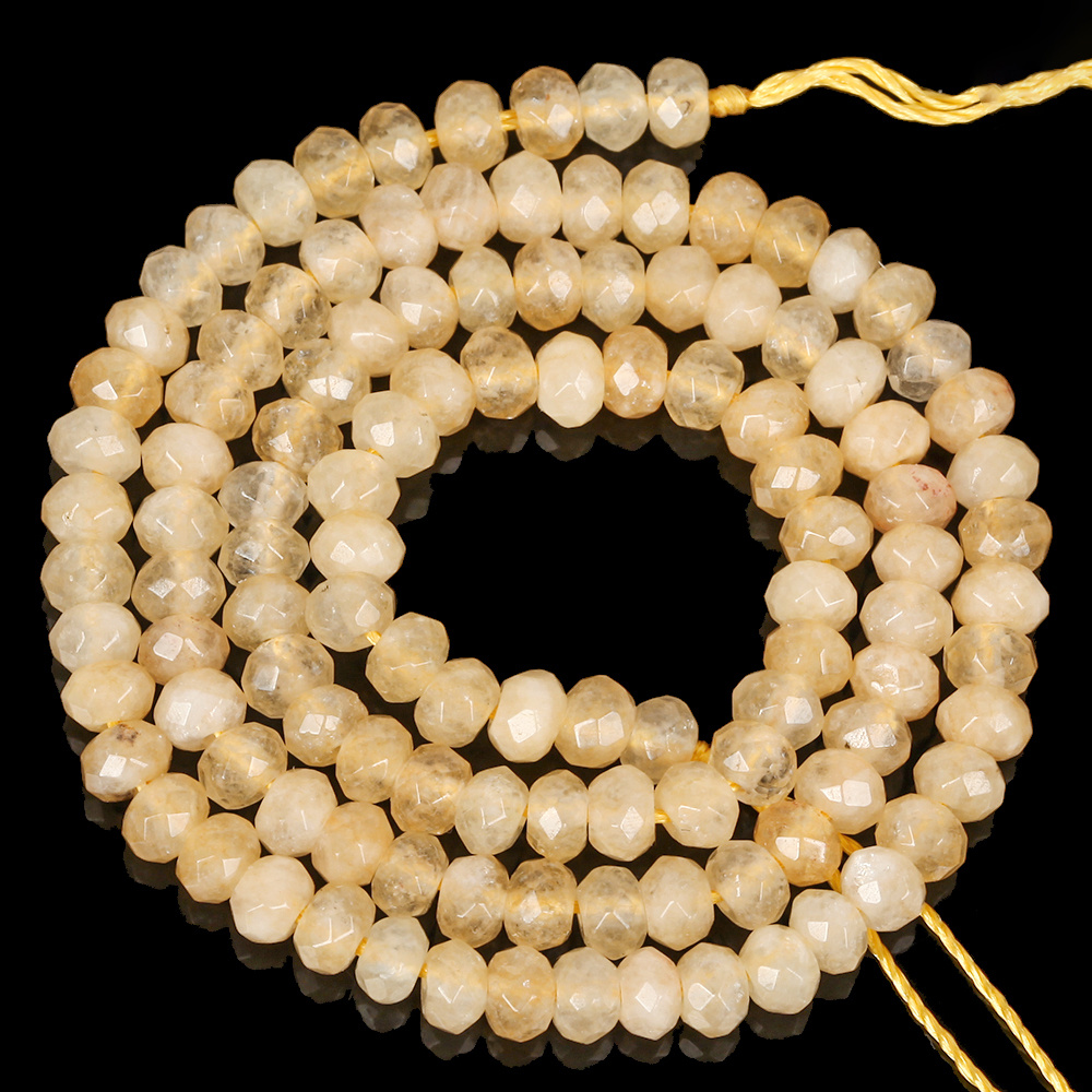 TEMU 3x4mm Citrine Natural Stone Round Beads Loose Spacer Cube Beads For Jewelry Making Diy Bracelets 15' About 108-114pcs