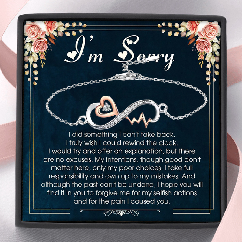 TEMU Infinity Heartbeat Bracelet Accompanied By A Card And Box, Suitable For Birthday Or Christmas Presents