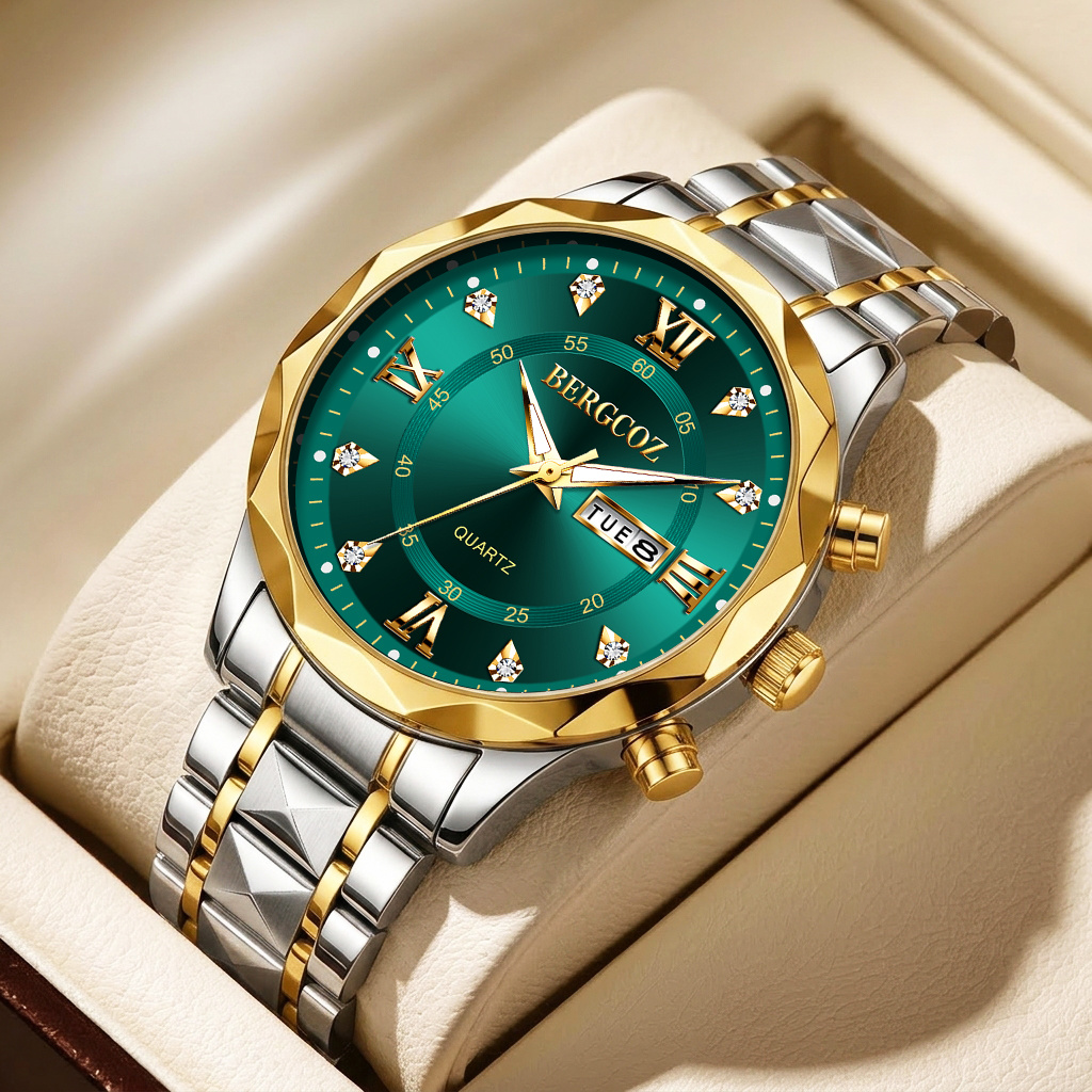 Men's Alloy Business Casual Watch with Silicone Strap