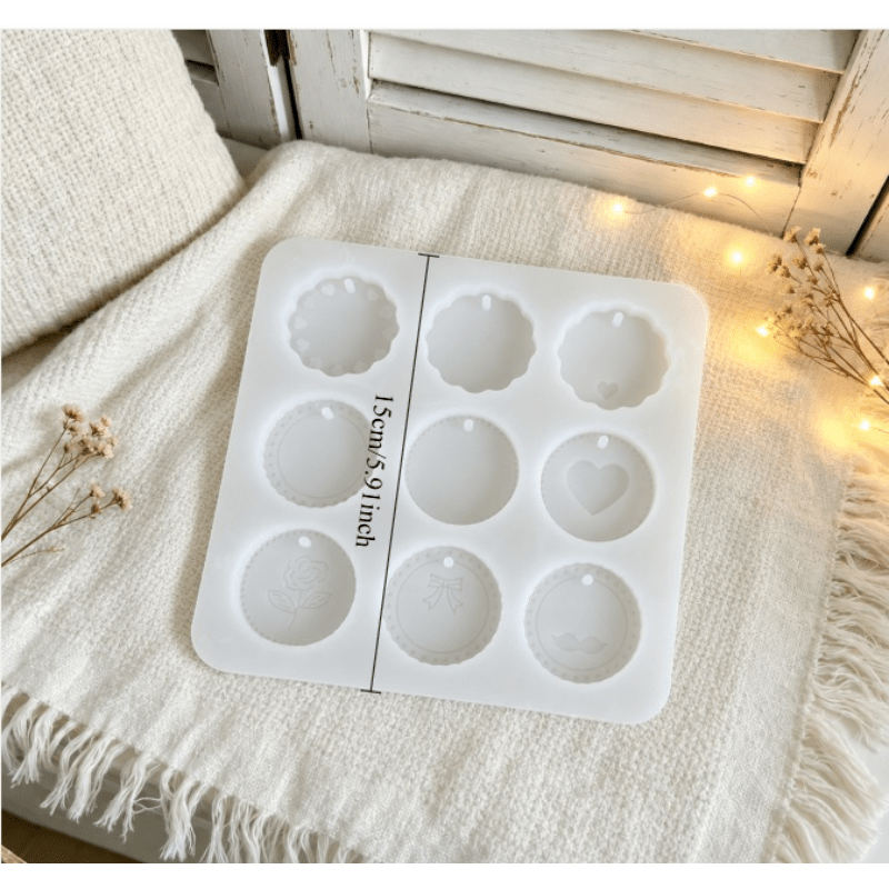 TEMU 9 Different Designs In 1 Set Of Molds - Round Nameplates, Silicone Molds, Holiday Decoration Pendants, Drop-shaped Molds For Plaster, Molds For