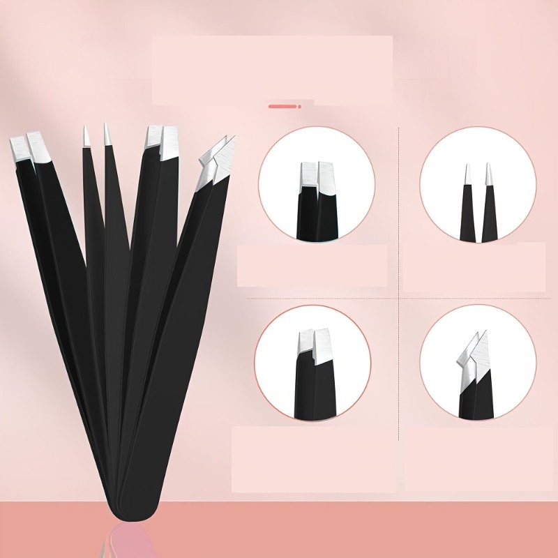 4pcs High-Quality Stainless Steel Tweezers, Facial Care Tool