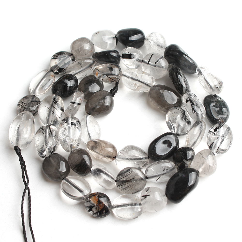 TEMU 42pz 6-8Mm Perle di Quarzo Rutile Irregolare Naturale, Perline Distanziatrici Sciolte, per Creazione di Gioielli Braccialetti Collane Aggiunte