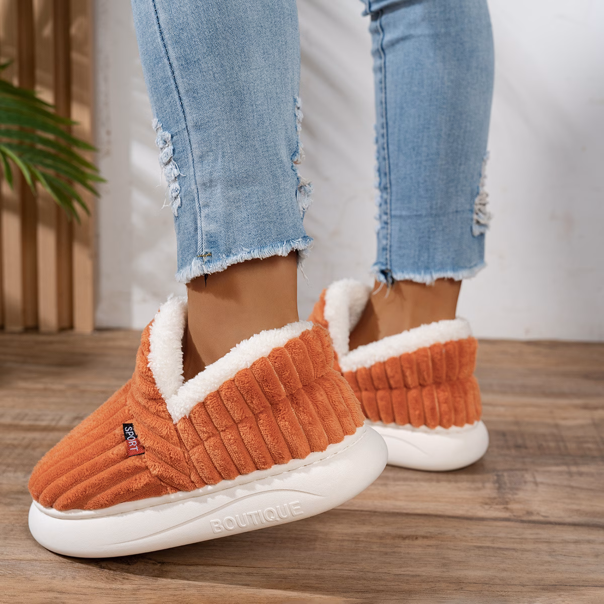 chaussures dintérieur dhiver pour femmes à semelle épaisse et doublure en peluche, style nouveau transfrontalier, chaussons pour hommes avec talon, chaussures pour femmes Détails du produit 30