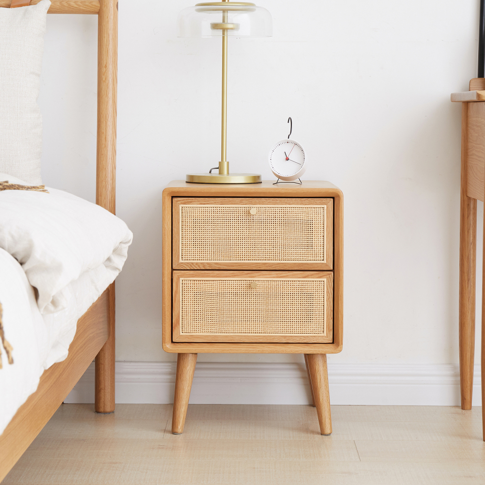 Pure Solid Wood Bedside Cabinet Modern Easy Nightstands North America Oak Bedside Cabinet Nordic Bedroom Solid Oak Storage Cabinet 15.75inch