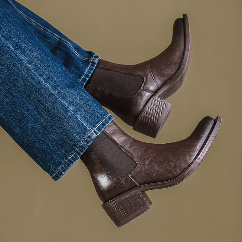 item picture new autumn and winter chelsea boots with thick soles and pointed toes trendy mens british high top casual high heeled boots