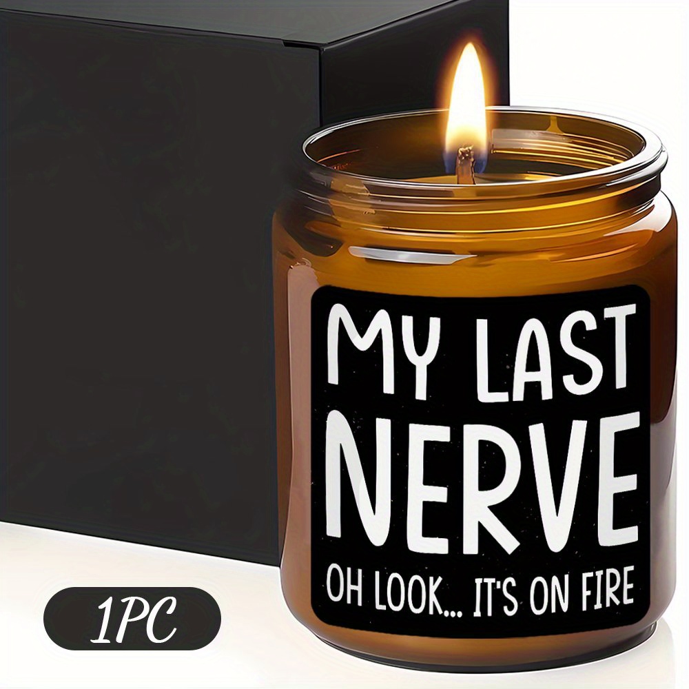 

1pc Humorous ' Nerve' Candle Decal, 2x2 Inch Paper Home Decor Accent, Perfect Gift For Women, Moms, , Girlfriends, Sisters, For Christmas & Birthday