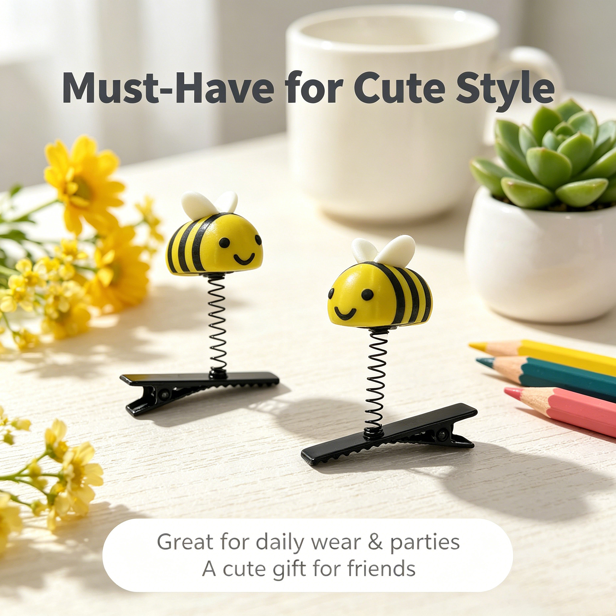 TEMU 2pcs Hair Clips, Cartoon Bouncing Wobble Duckbill Clips, Fun Animal Bouncing Side Clips, Party Dress-up Hair Accessories