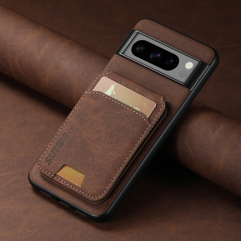 TEMU Phone Case - New Retro Lychee Grain Card Holder Stand Case For Google Pixel 7 8 9 Xl Full Coverage Men's And Women's Phone Anti-fall Protective
