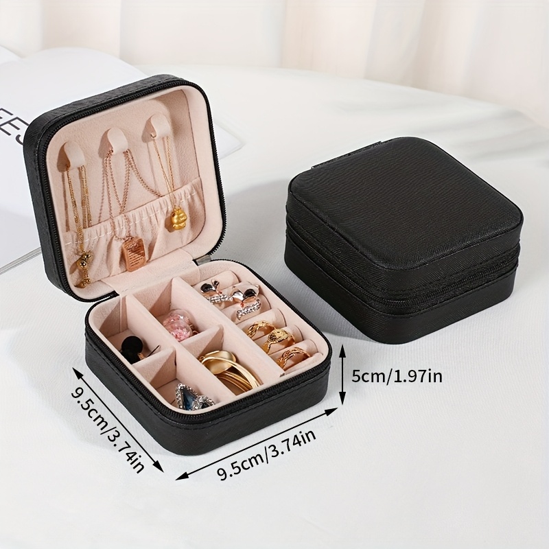 TEMU Trousse de voyage pour bijoux pour femme, boîte à bijoux en nylon avec fermeture éclair, peut , boucles d'oreilles, bagues