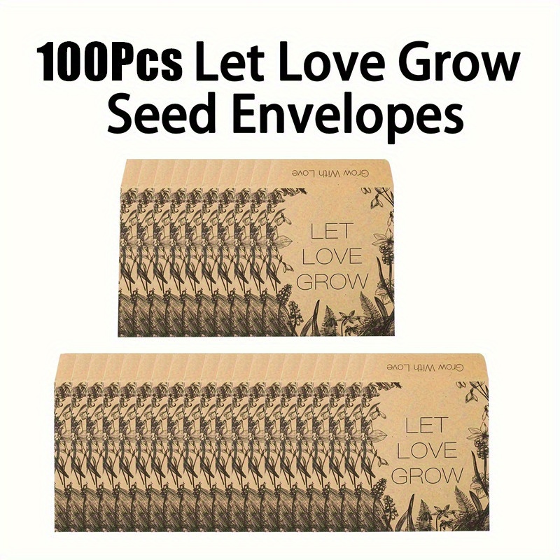 TEMU 100pcs Floral "let " Paper Envelopes, Reusable Seed Storage Pouches, Ideal For Collecting Vegetable And Plant Seeds