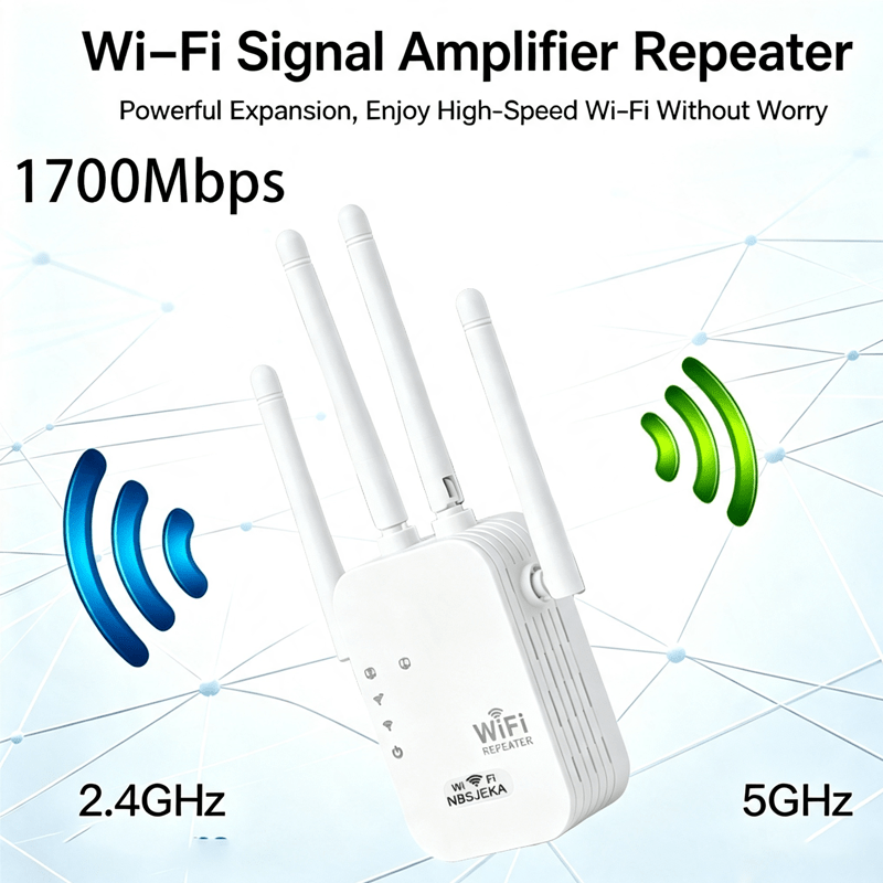 Image of 2pcs Wifi 4 Signal Enhancement Repeater, 1700mbps Wifi Range Extender With Ethernet Port And Wireless Internet Repeater Provide Full Coverage For Homes, Cafes And Offices