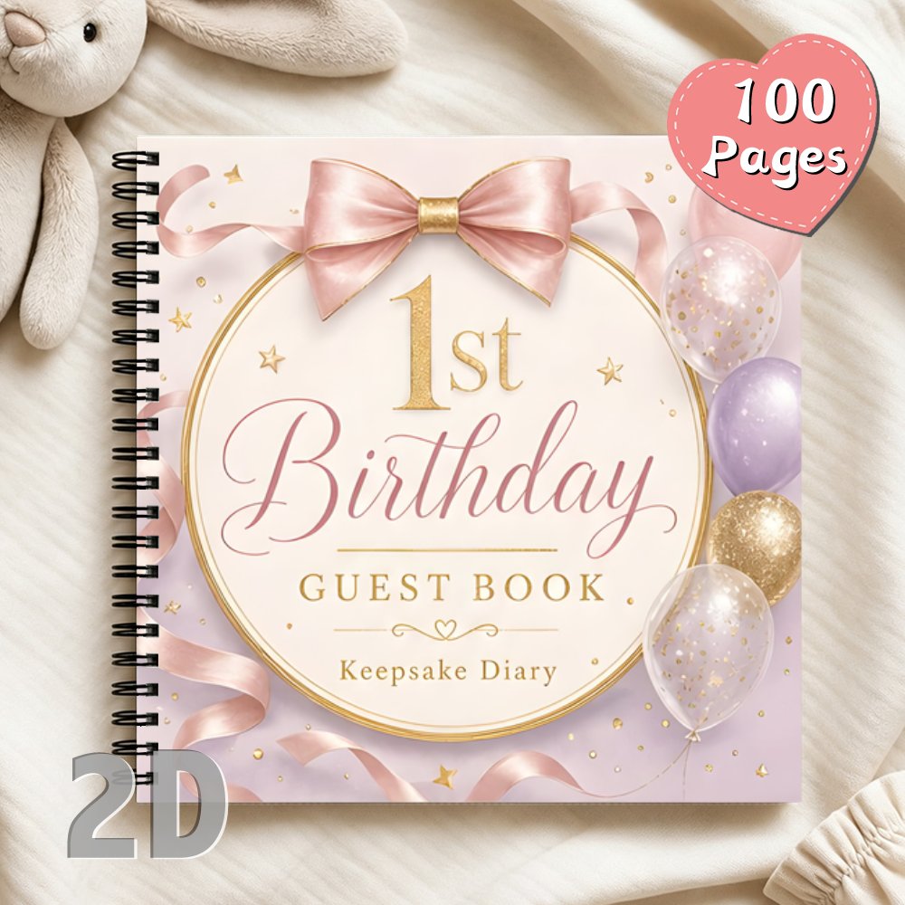 TEMU 1pc 21x21cm Baby Shower Guestbook, First Guest Book, Blank Page Sign In Book, Notebook, Blush Pink Glitter Memory Album, Ideal Gift For Baby