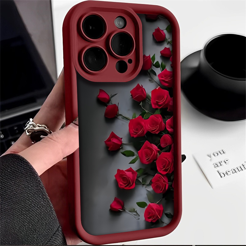 TEMU Phone Case: Red Rose High-value And Aesthetic Phone Case For Iphone 17/iphone 16e/15 Plus/iphone 13/iphone 15/12 Pro Max/iphone 16/iphone 12/16