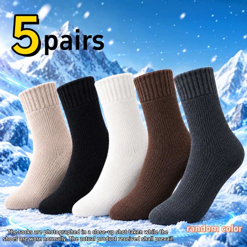 TEMU 5 Pairs New Style Autumn Winter Women's For Cold Resistant Thermal Socks For Cold Weather -10°c/14°f, Random Colors Heated Warm Boot Socks Made