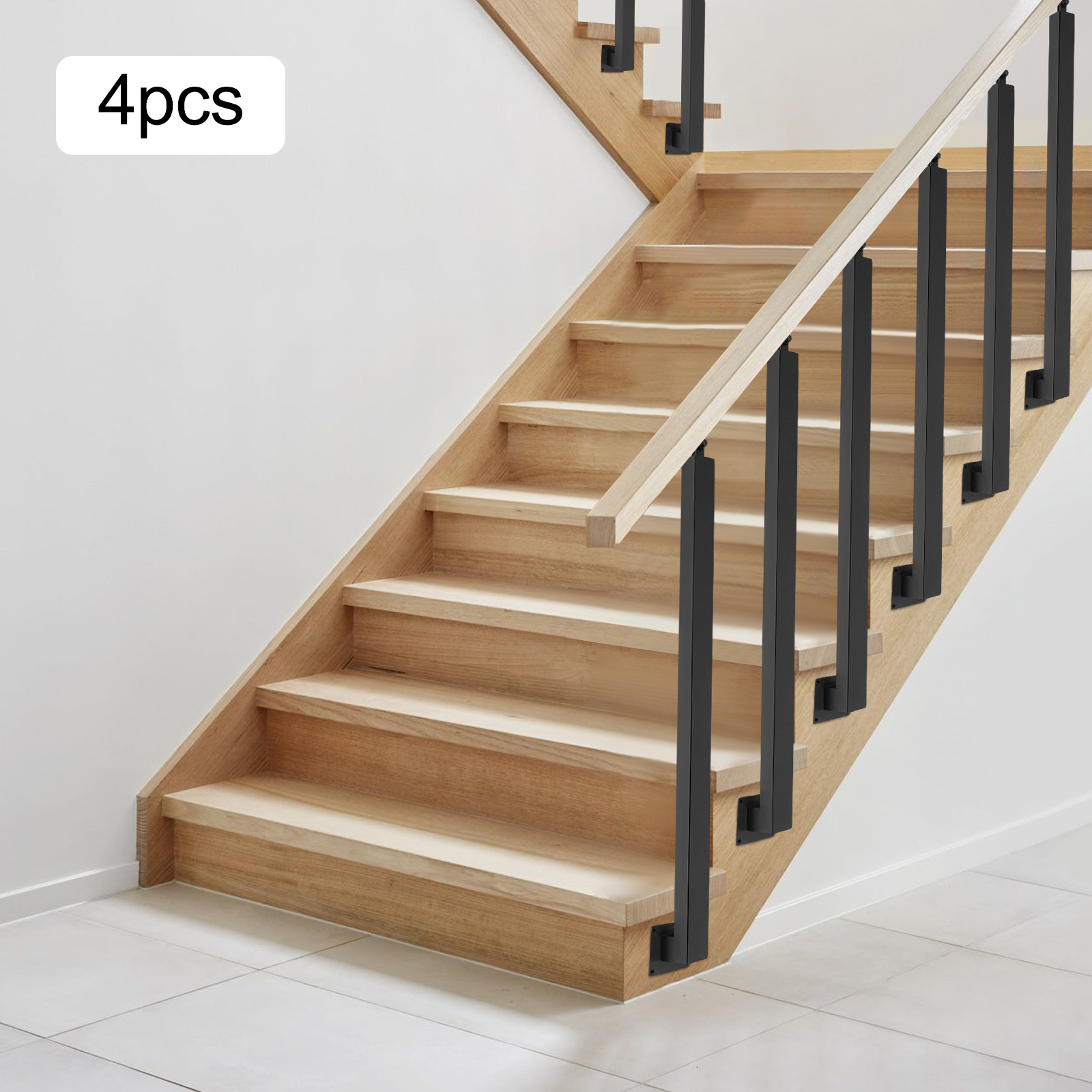 TEMU Juego de 4 postes de barandilla para escaleras de resistencia con placa superior ajustable y moderno - , para escaleras, , barandillas de porche