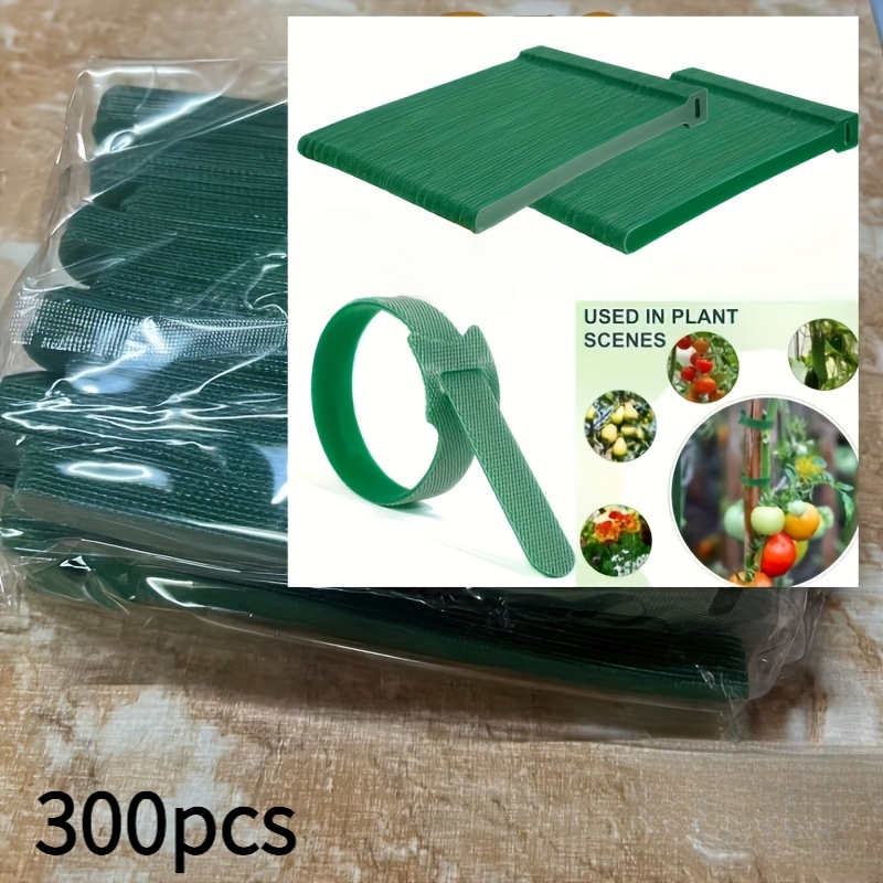 TEMU 300 piezas de ataduras de jardín reutilizables de 6 pulgadas con gancho y bucle, ataduras de jardín multifuncionales, ataduras de nailon