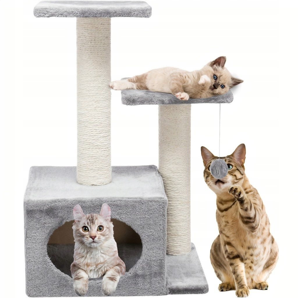 

Deluxe Cat Scratching With Cozy Bed And Playhouse - Sisal Rope, Easy , Tree Tower For Cats