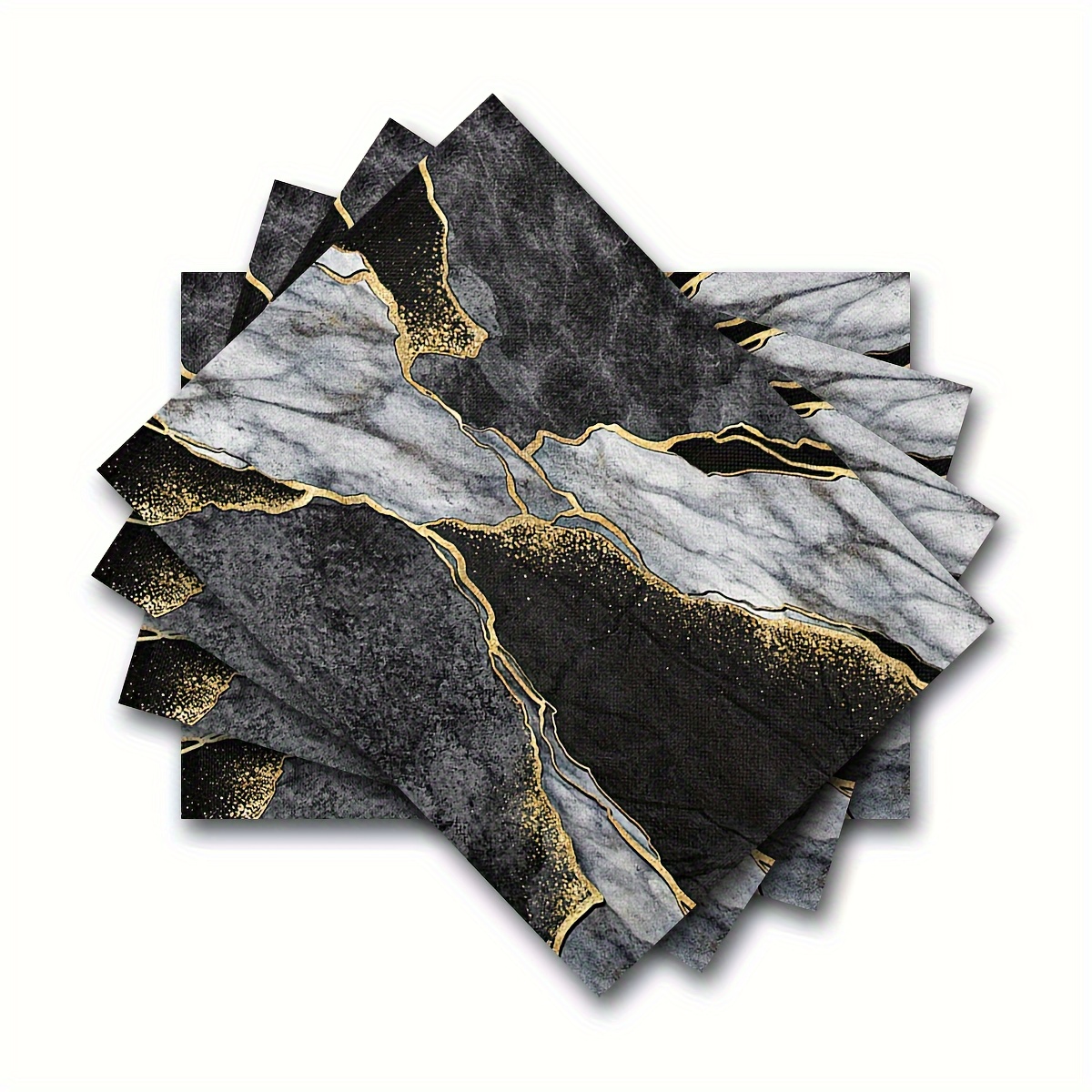 

4pcs, Linen Placemats, Black And Texture Design Table Mats, Abstract Style Washable And Foldable Table Mats, Kitchen Decoration